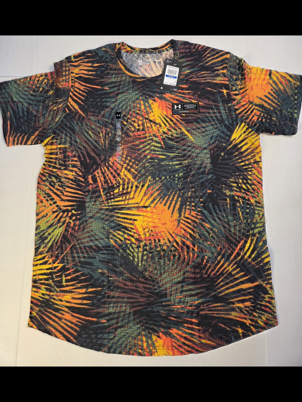 Under Armour Men’s Short Sleeve Palm-Print Tee - Black, Orange, Yellow, Green